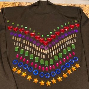 Black vintage party sweater size m/lg wool blend